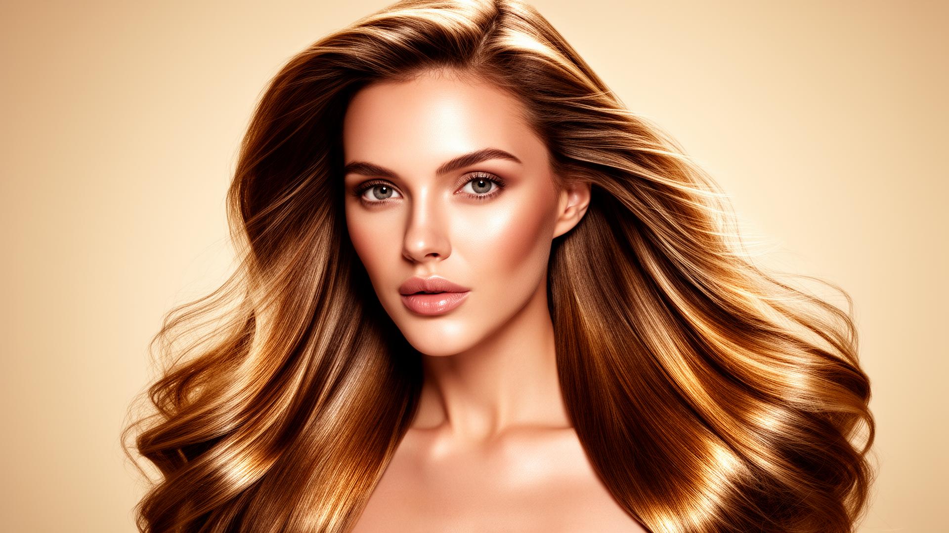 Editorial portrait of a woman with glossy long hair